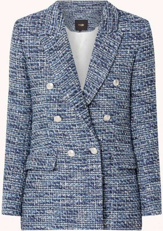 Maje Double breasted blazer met tweed look en lurex