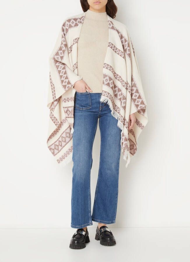 Maje Elza poncho in wolblend met franjes