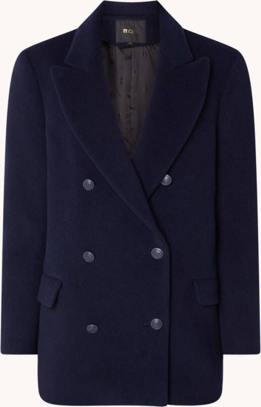 Maje Galariti double breasted mantel in scheerwolblend met klepzakken
