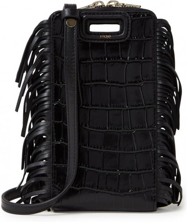 Maje M crossbodytas van leer met crocostructuur