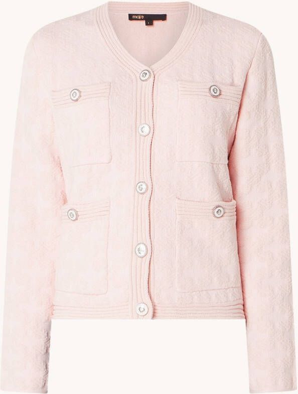 Maje Madere fijngebreid jack met opgestikte zakken