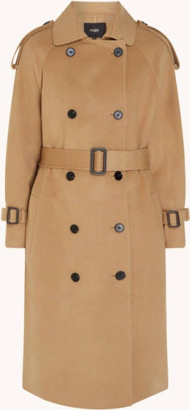 Maje Mantel in wolblend met strikceintuur