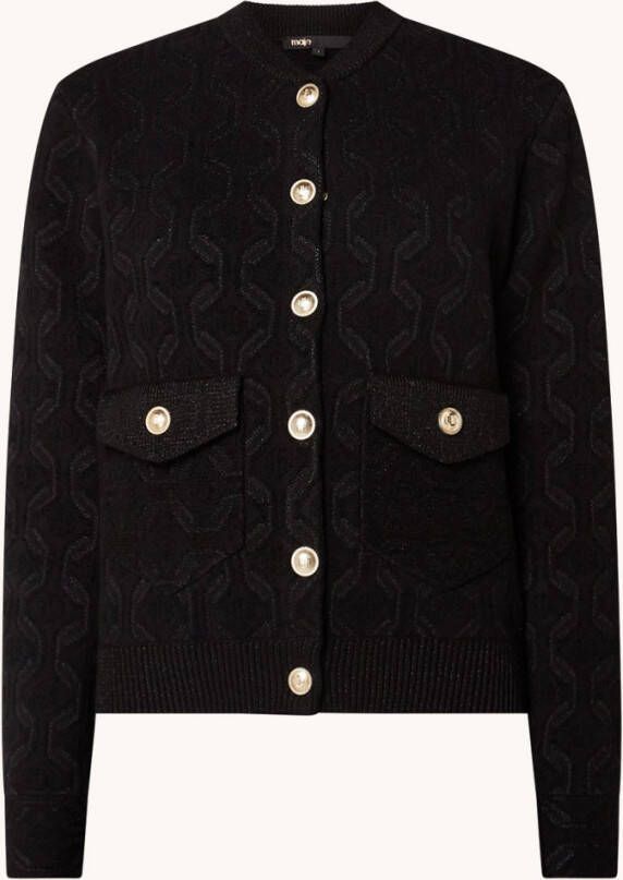 Maje Monserra fijngebreid vest met lurex en jacquard dessin