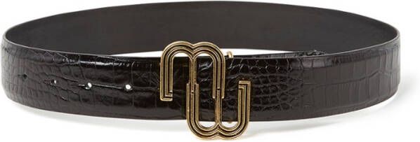 Maje Riem van leer met crocostructuur