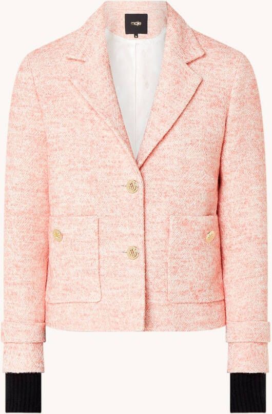 Maje Vanello blazer met tweed look en opgestikte zakken