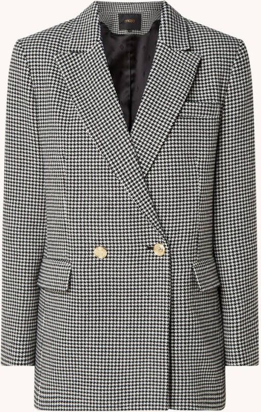 Maje Vitelane double breasted blazer in wolblend met pied de poule dessin