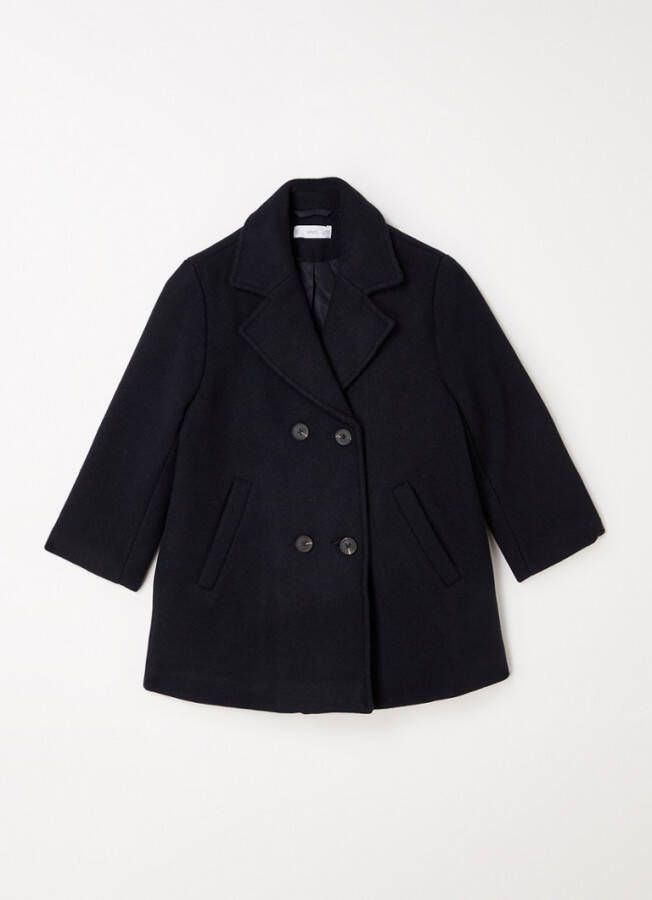 Mango Aina double breasted mantel in wolblend met steekzakken