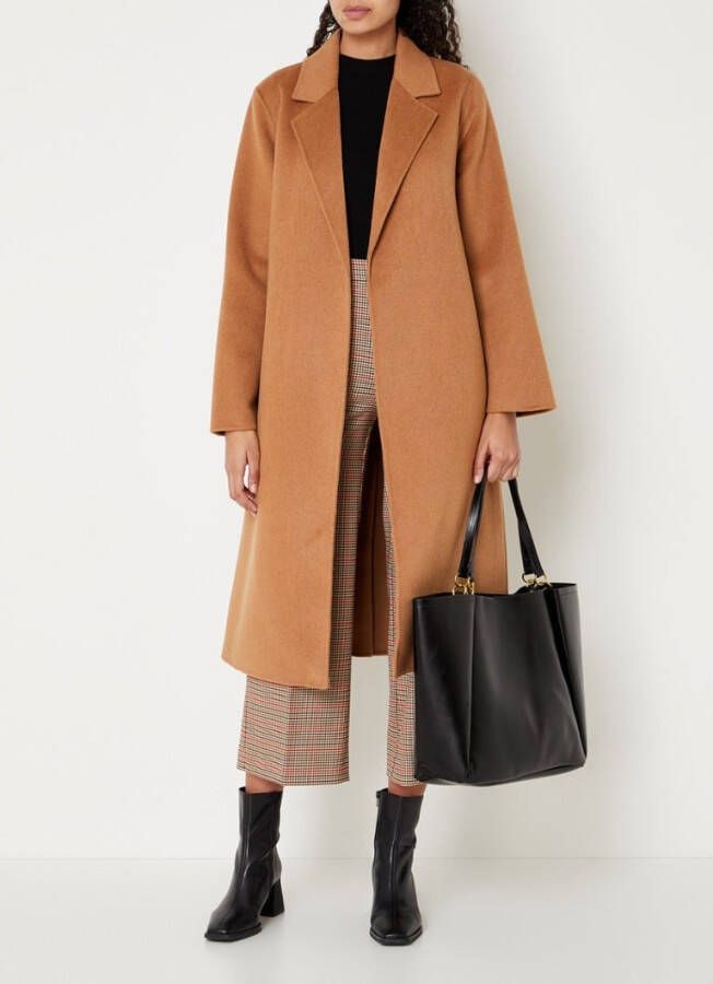 Mango Batin mantel in wolblend met strikceintuur