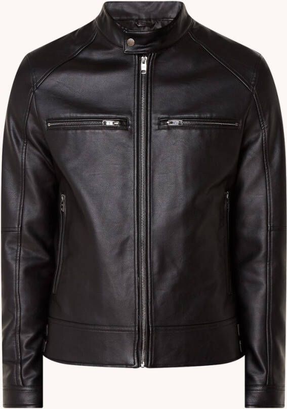 Mango Brake bikerjack van imitatieleer met ritszakken