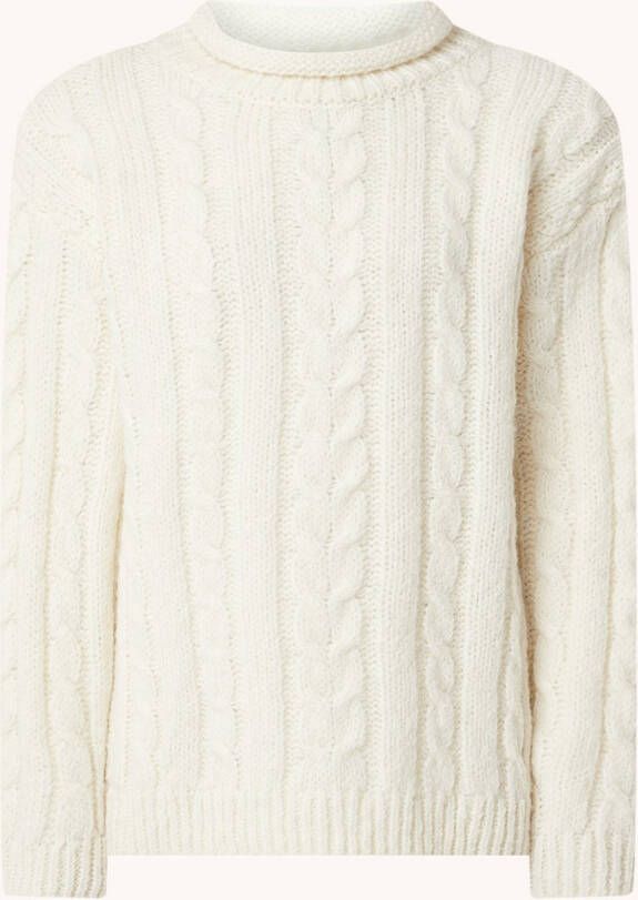 Mango Cabling grofgebreide kabeltrui in wolblend met lage col