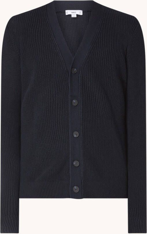 Mango Cottonc grofgebreide vest in wolblend met V hals