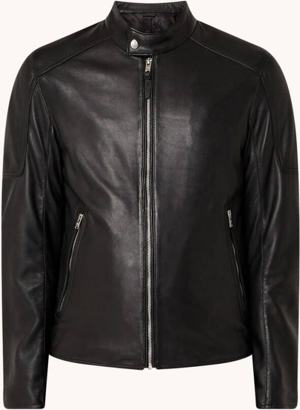 Mango Cuir bikerjack van schapenleer met ritszakken