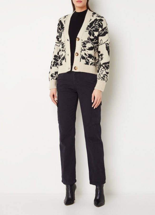 Mango Flores fijngebreid vest in wolblend met V hals