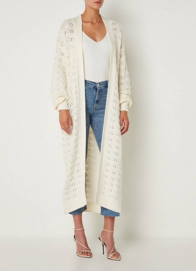 Mango Garfield grofgebreid openvallend vest met opengewerkt dessin