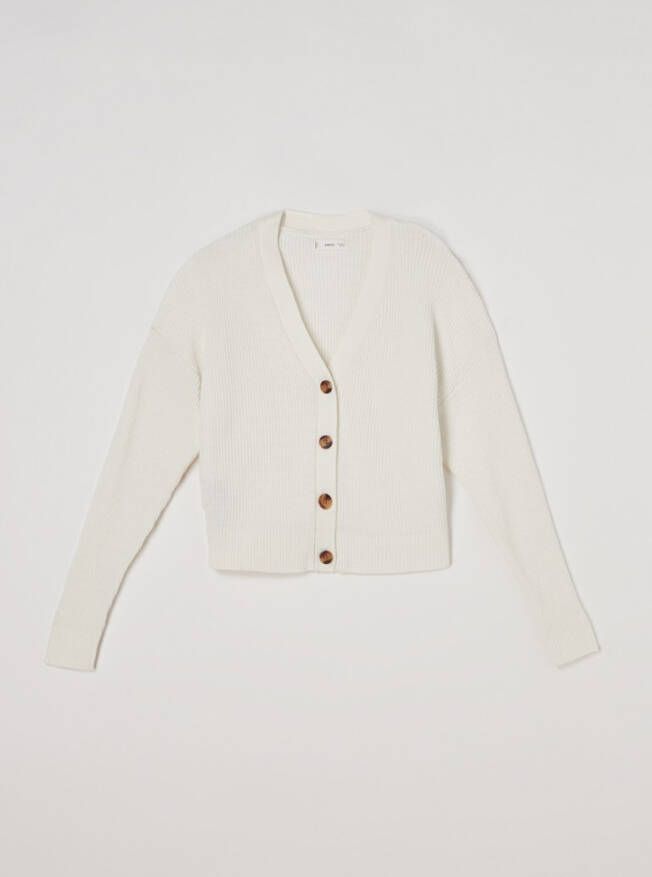 Mango Cardi ribgebreid vest met V hals