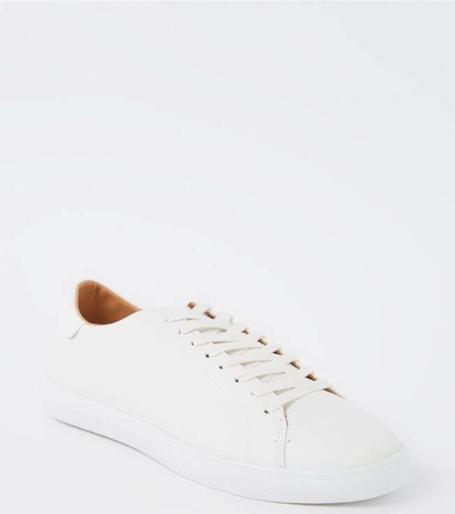 mango man Eenkleurige leren sneakers