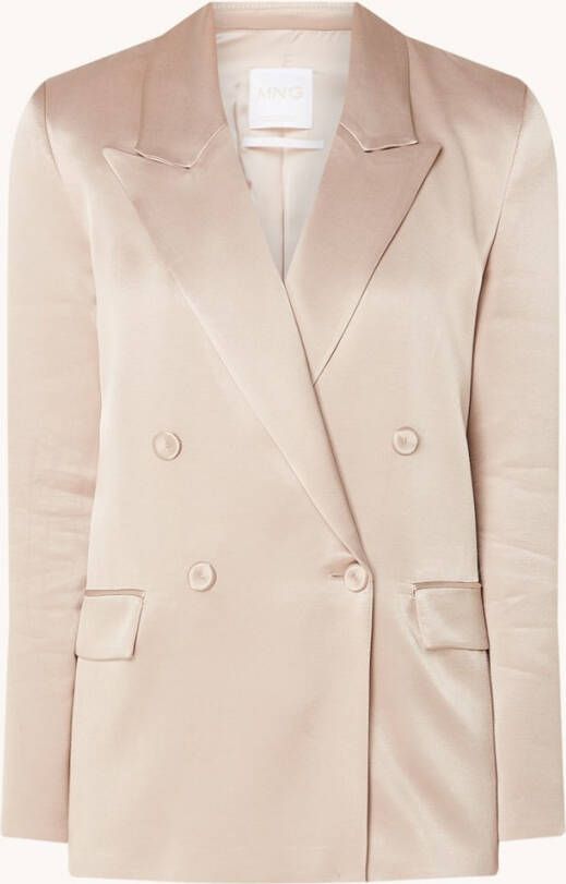 Mango Nico double breasted blazer van satijn met klepzakken