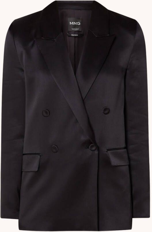 Mango Nico double breasted blazer van satijn met klepzakken