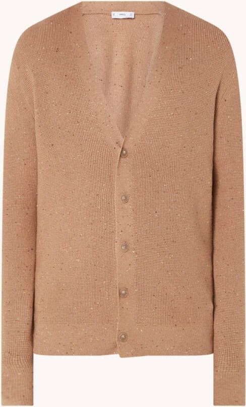 Mango Nizac fijngebreid vest in wolblend met gem&#xEA, leerd dessin