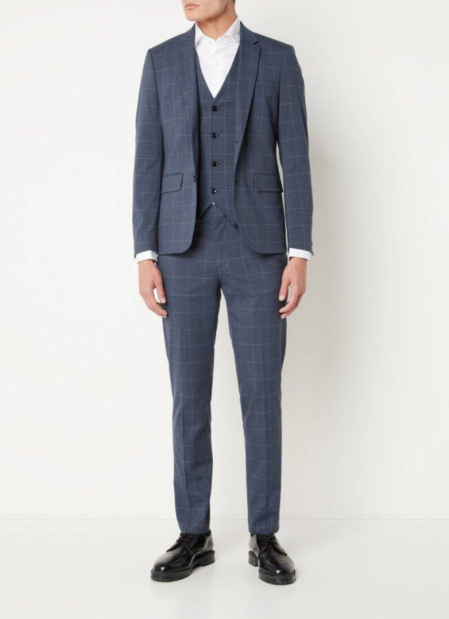 Mango Paulo slim fit colbert met ruitdessin