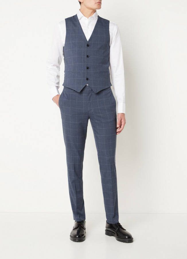 Mango Paulo slim fit gilet met ruitdessin