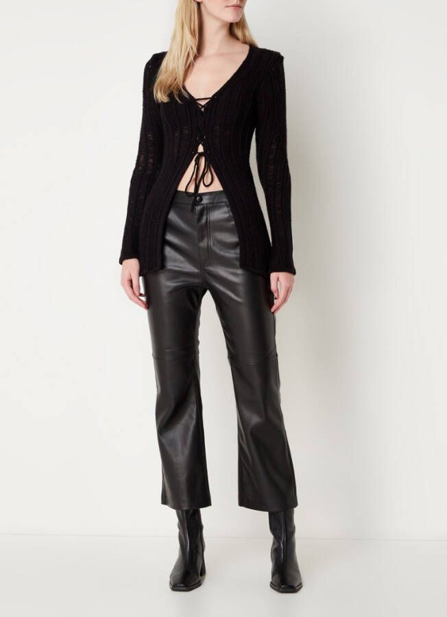 Mango Ripped grofgebreide vest in wolblend met v hals