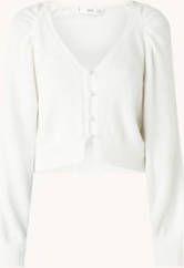 Mango Sintra fijngebreid cropped vest met pofmouw