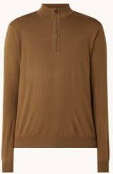 Mango Man fijngebreide wollen schipperstrui middenbruin