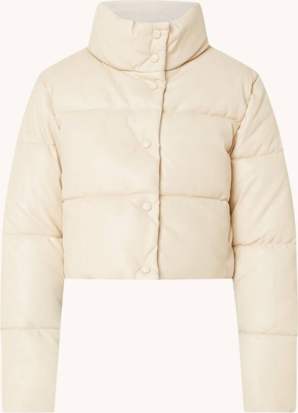 Mango Crankito cropped puffer jack van imitatieleer