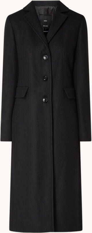 Mango Dalmata mantel in wolblend met klepzakken