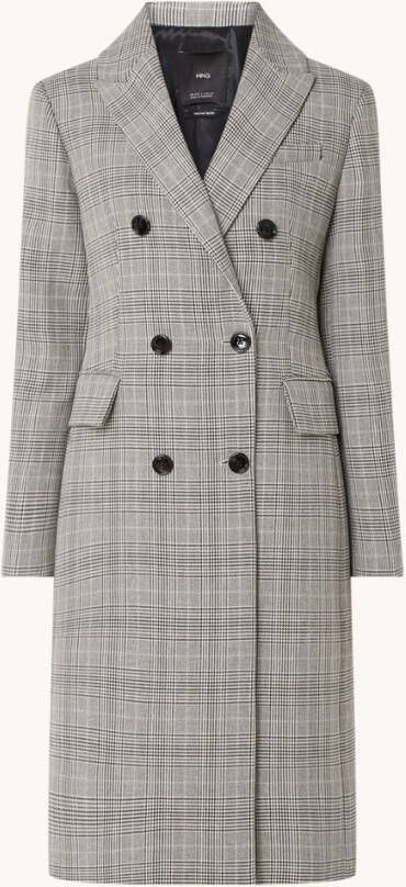 Mango Martini double breasted mantel met pied de poule dessin en klepzakken