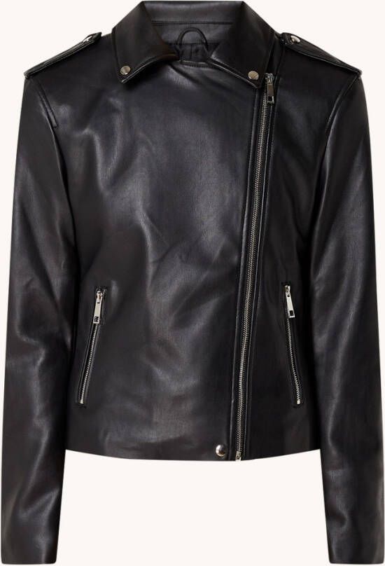 Mango Liz bikerjack van imitatieleer met ritszakken