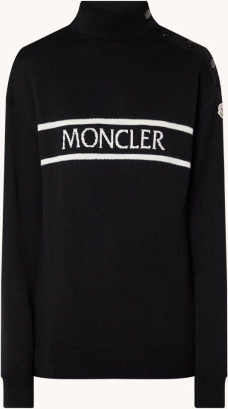 Moncler Fijngebreide trui van wol met logoprint en sierknopen
