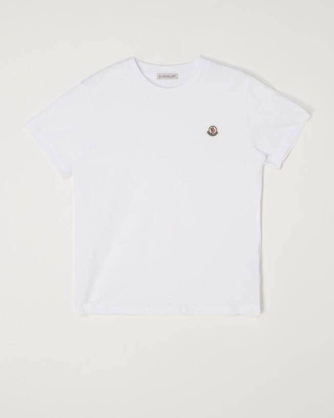 Moncler Filt Logo Patch T shirt , Wit, Heren