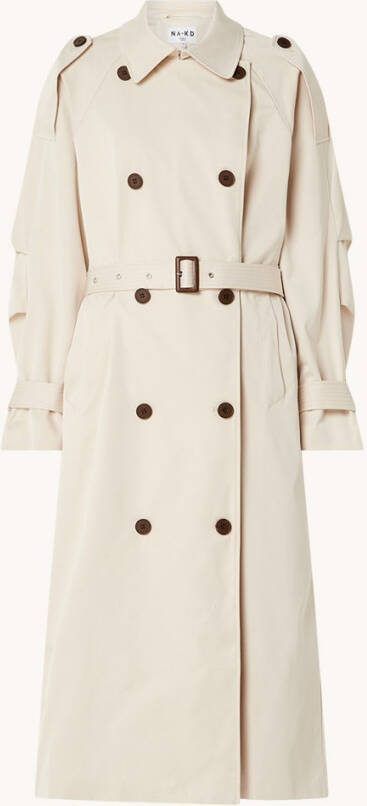 NA-KD NA KD Oversized double breasted trenchcoat met ceintuur
