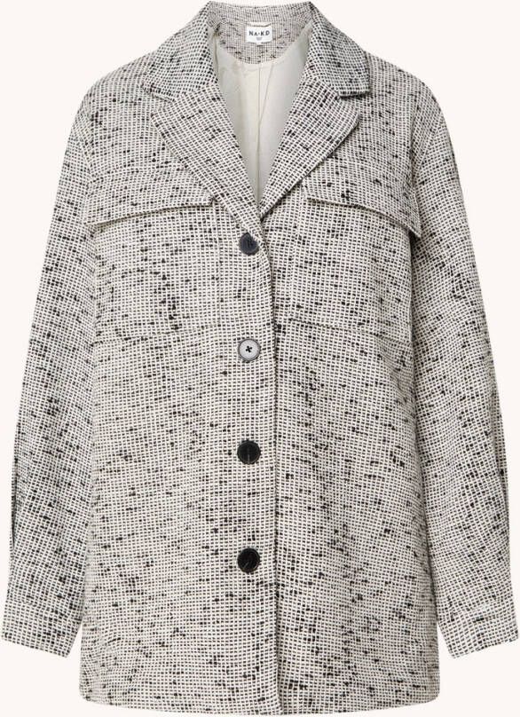 NA-KD NA KD Oversized mantel met tweed look en steekzakken