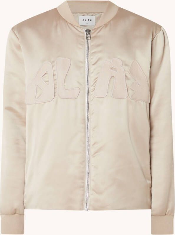 Olaf Hussein Bomberjack van satijn met logoprint