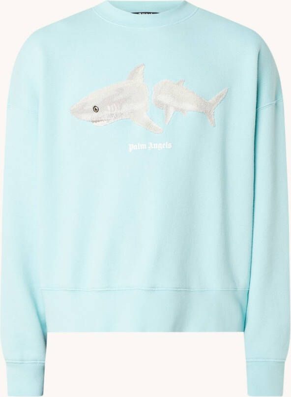 Palm Angels Sweatshirt met logo , Blauw, Heren