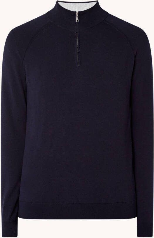 Profuomo Fijngebreide pullover in lyocellblend met halve rits