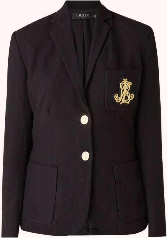 Ralph Lauren Blazer van piqué, katoen met metallic logoborduring