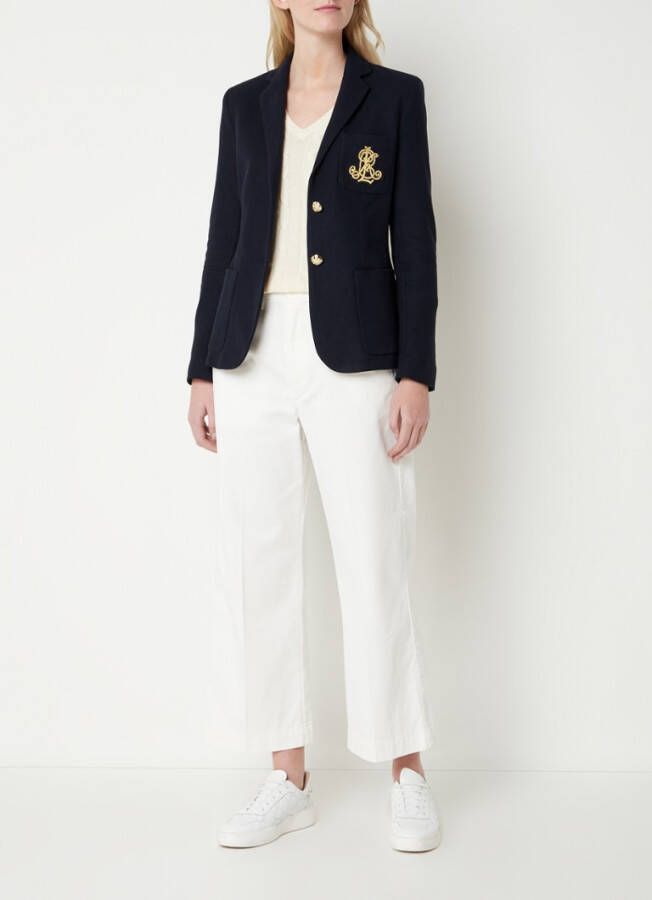Ralph Lauren Blazer van piqué, katoen met metallic logoborduring