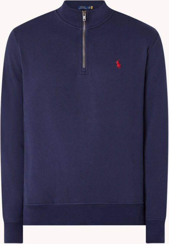 Ralph Lauren Sweater van fleece met halve rits en logo