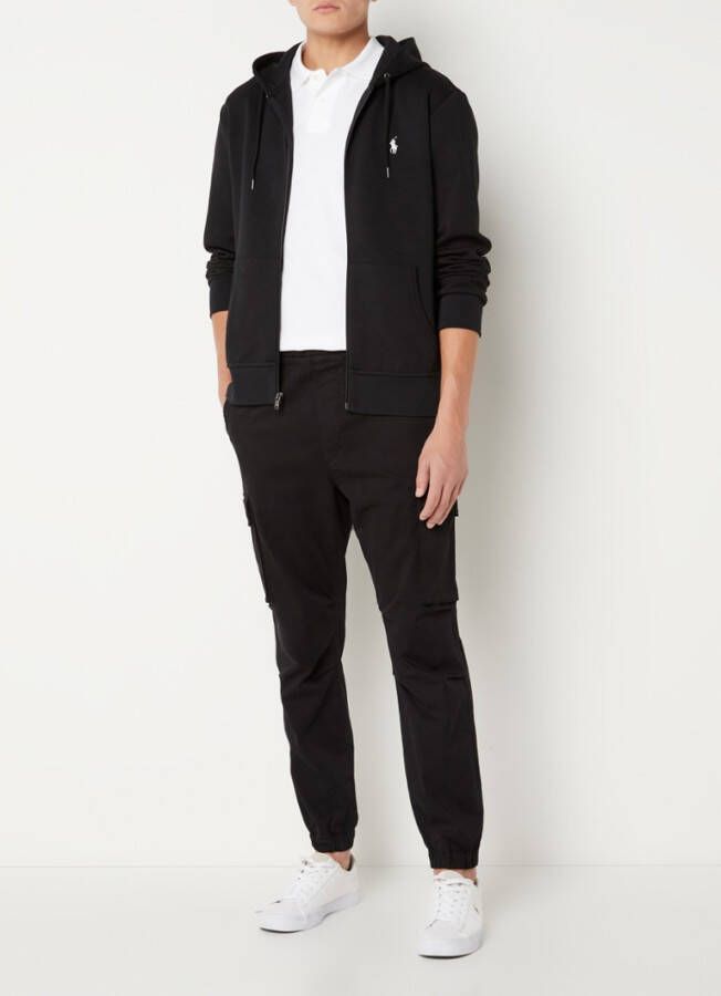 Polo Ralph Lauren vest zwart effen katoen opstaande kraag rits met steekzakken