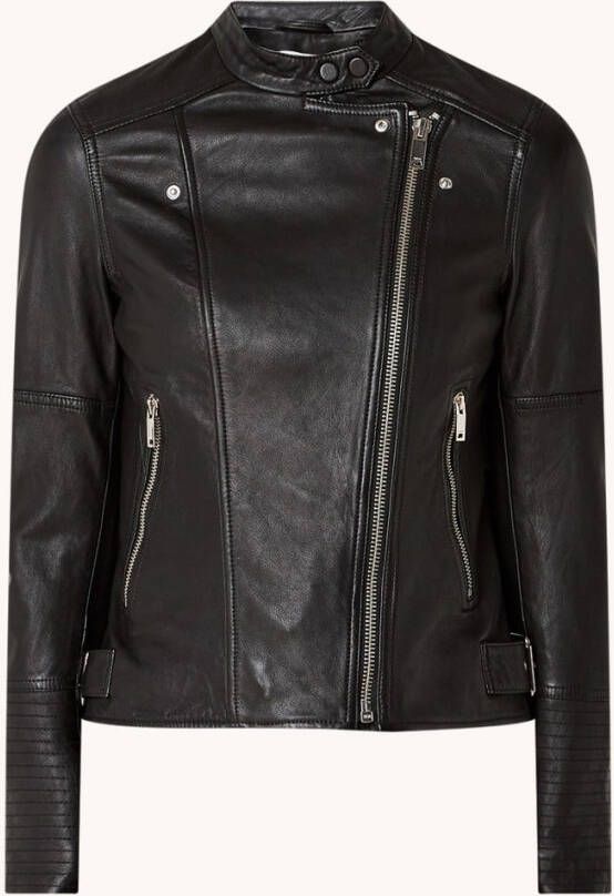 REISS Tallis bikerjack van schapenleer met ritszakken