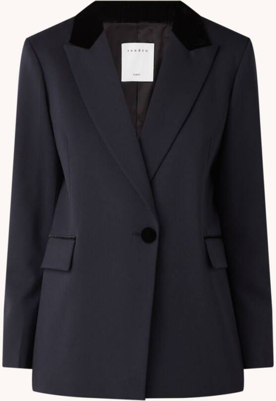 sandro Blazer in wolblend met fluwelen details