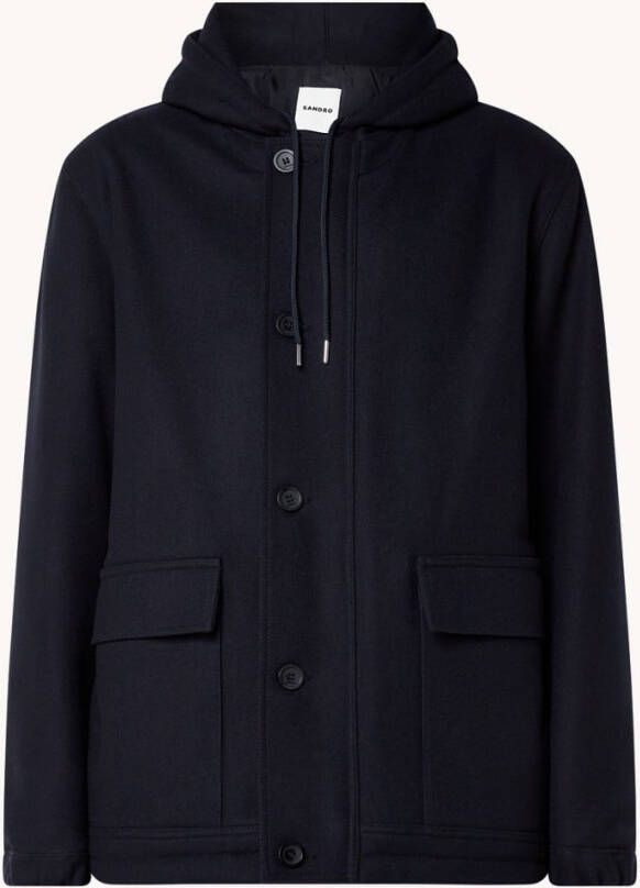 sandro Mantel in kasjmierblend met opgestikte zakken