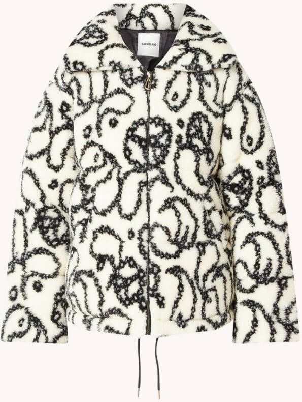 sandro Oversized teddy jas in wolblend met donsvulling