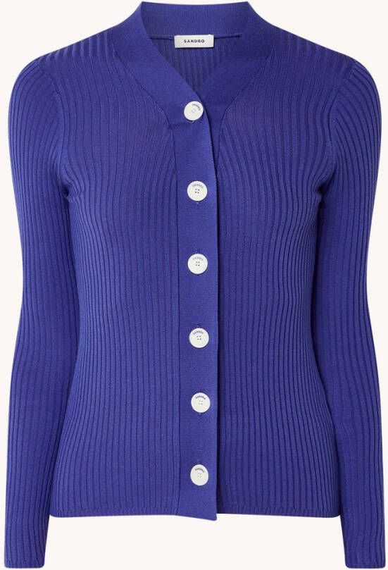 sandro Ribgebreid vest in zijdeblend met v hals