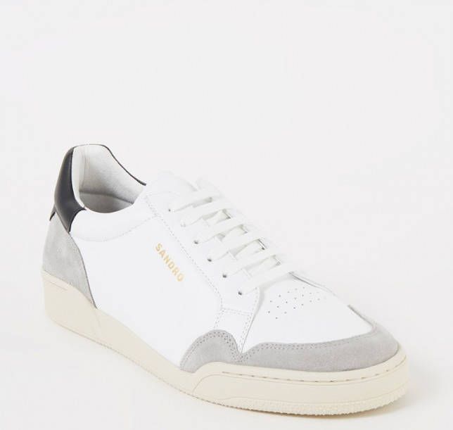 sandro Sneaker van leer met suè, de details