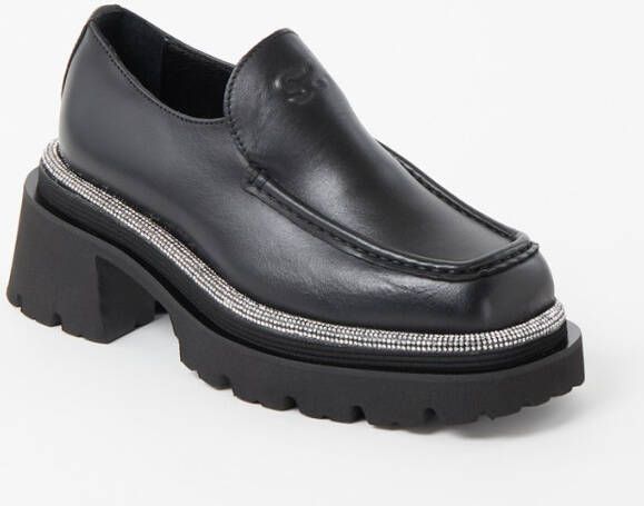 sandro Teriane loafer van leer met strass detail